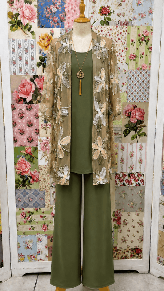 Green Embroidered Pants Set SH0141