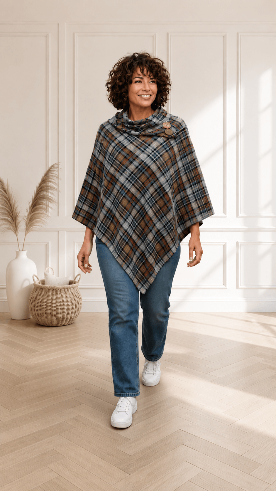 Blue & Grey Poncho LR0201