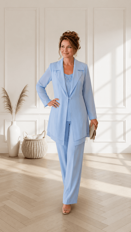 Powder Blue 3-Piece Pants Set HE070