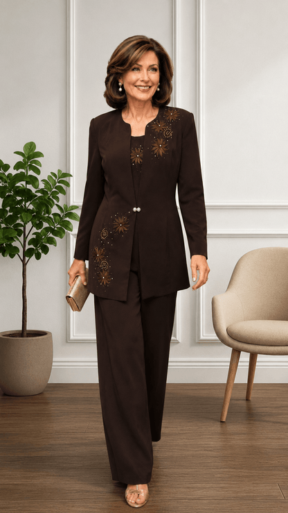 Chocolate Brown 3-Piece Pants Set BS089