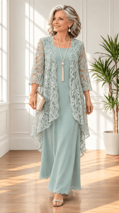 Sage Green 2-Piece Dress Set LR0389