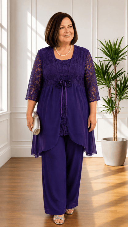 Purple 3-Piece Pants Set LR01