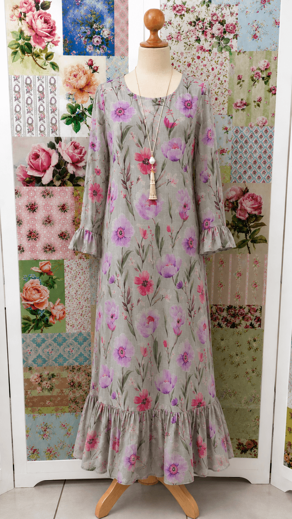 Purple Flower Printed Dress SH0121