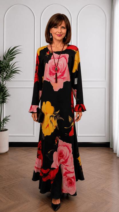 Black Floral Dress MD040