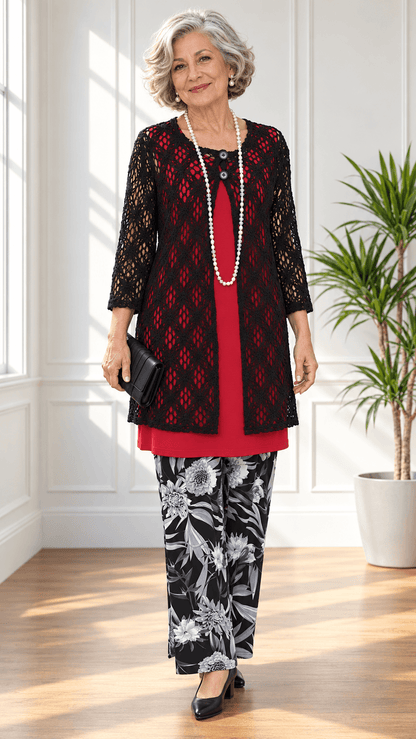 Black & Red 3-Piece Pants Set CH0184