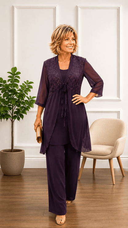 Plum 3-Piece Pants Set LR0450