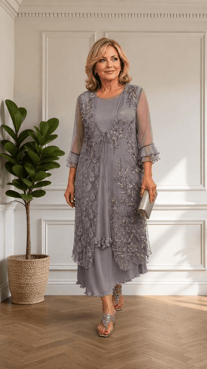 Grey Lace Dress LR077
