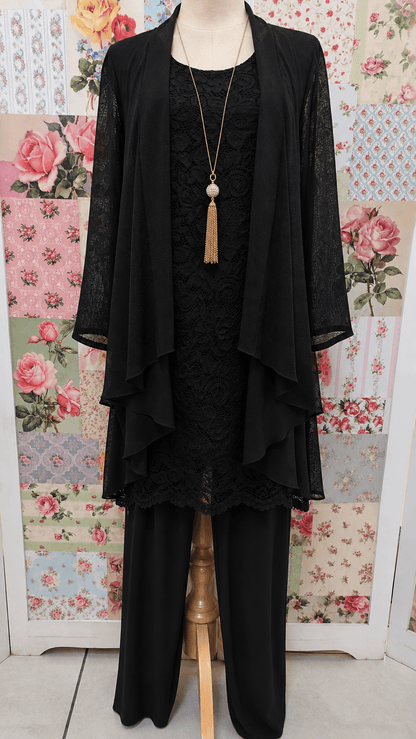 Black Lace 3-Piece Pants Set LR0317