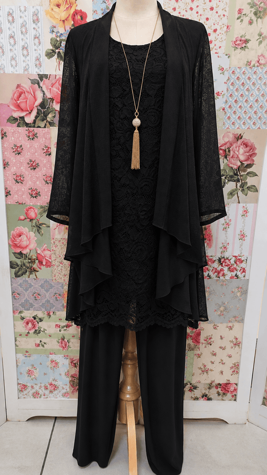 Black Lace 3-Piece Pants Set LR0317
