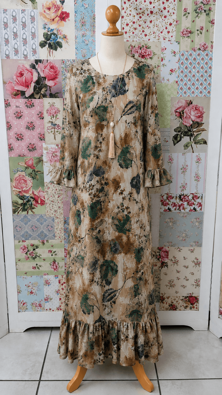Green Printed Dress LR0586