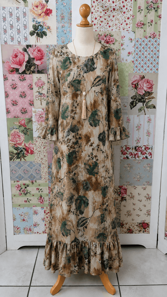 Green Printed Dress LR0586