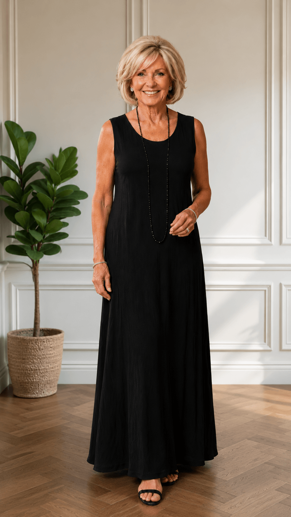 Black Crushed Long Dress LR0141