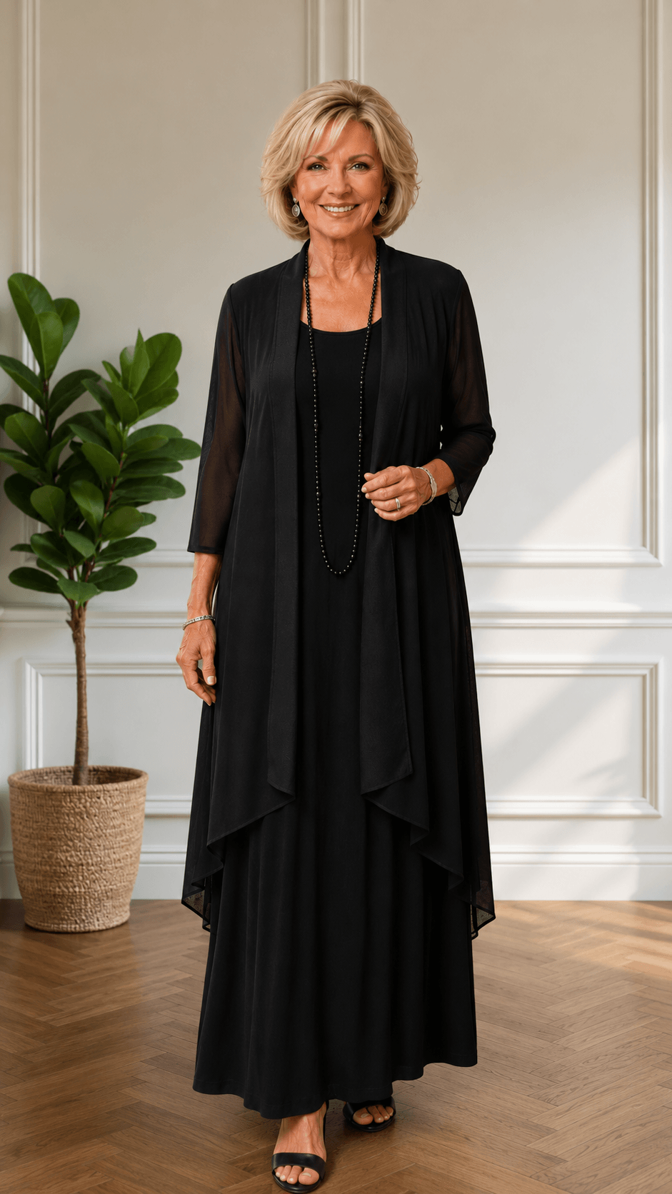 Black Crushed Long Dress LR0141