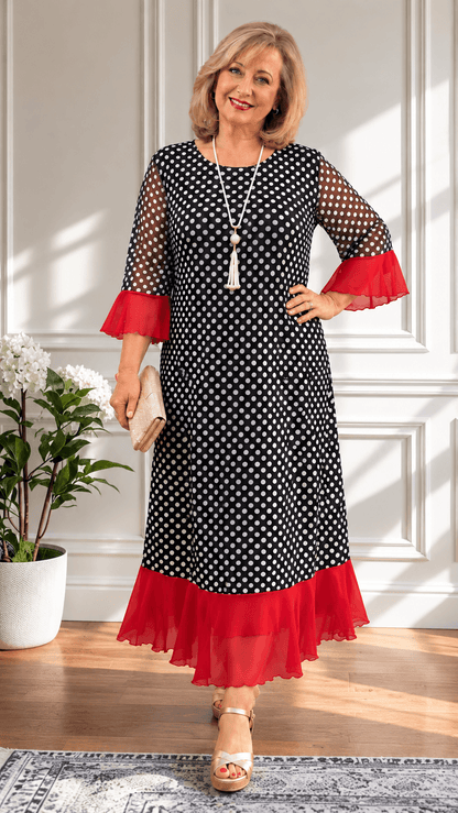 Black & White Polka Dot Dress LR074