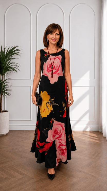 Black Printed Dress LR0688