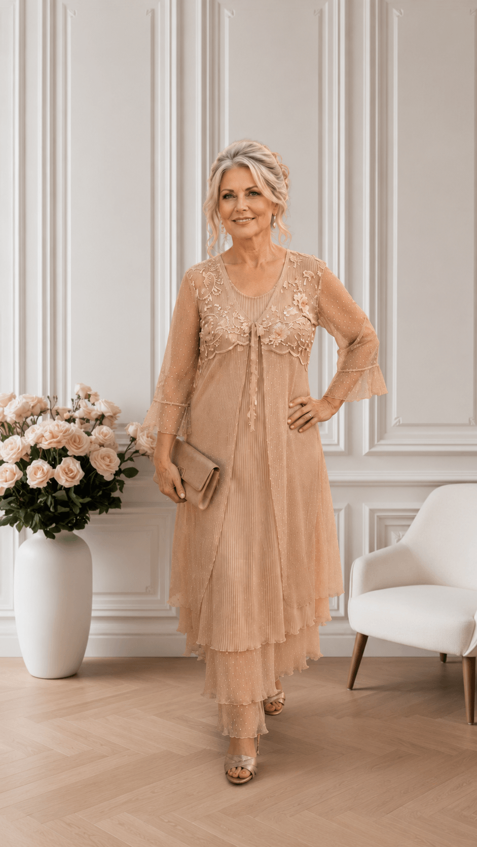 Champagne 3-Piece Dress Set LR084
