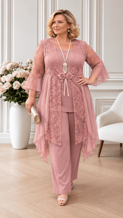 Dusty Pink 3-Piece Pants Set LR072