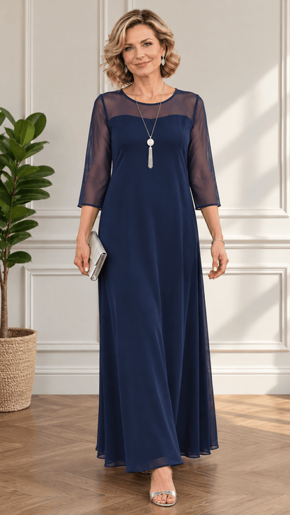 Navy Blue Long Dress CH0692
