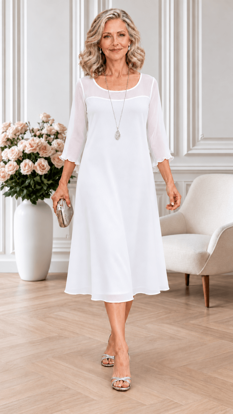 White 2-Piece Dress SH076