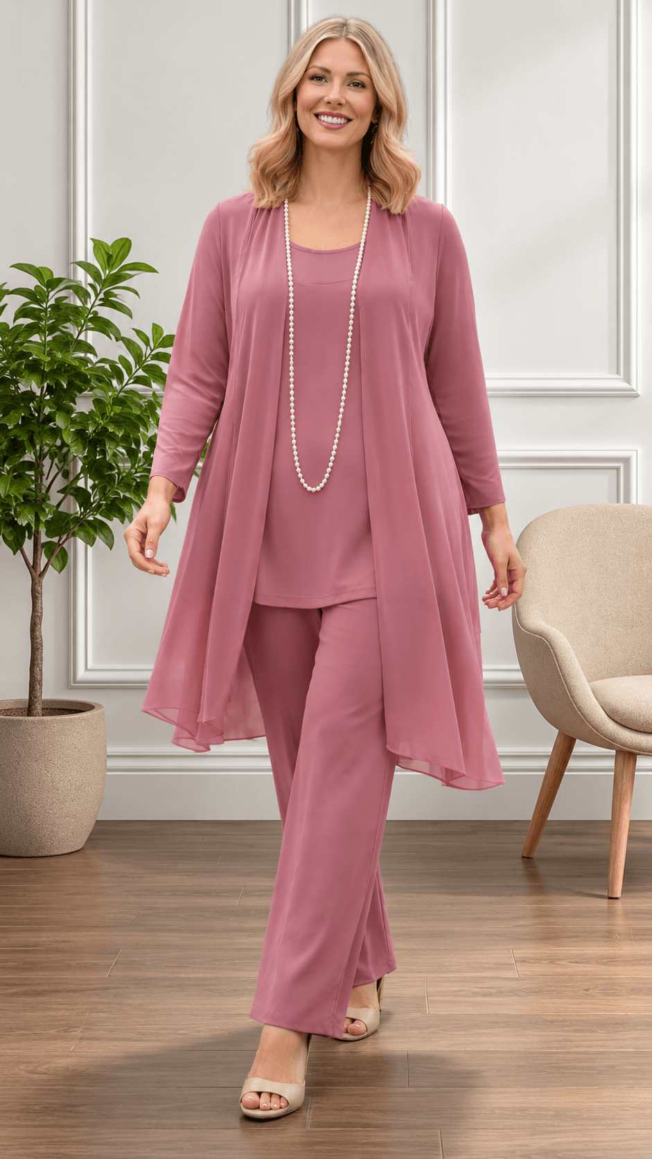 Dusty Pink 3-Piece Pants SH088