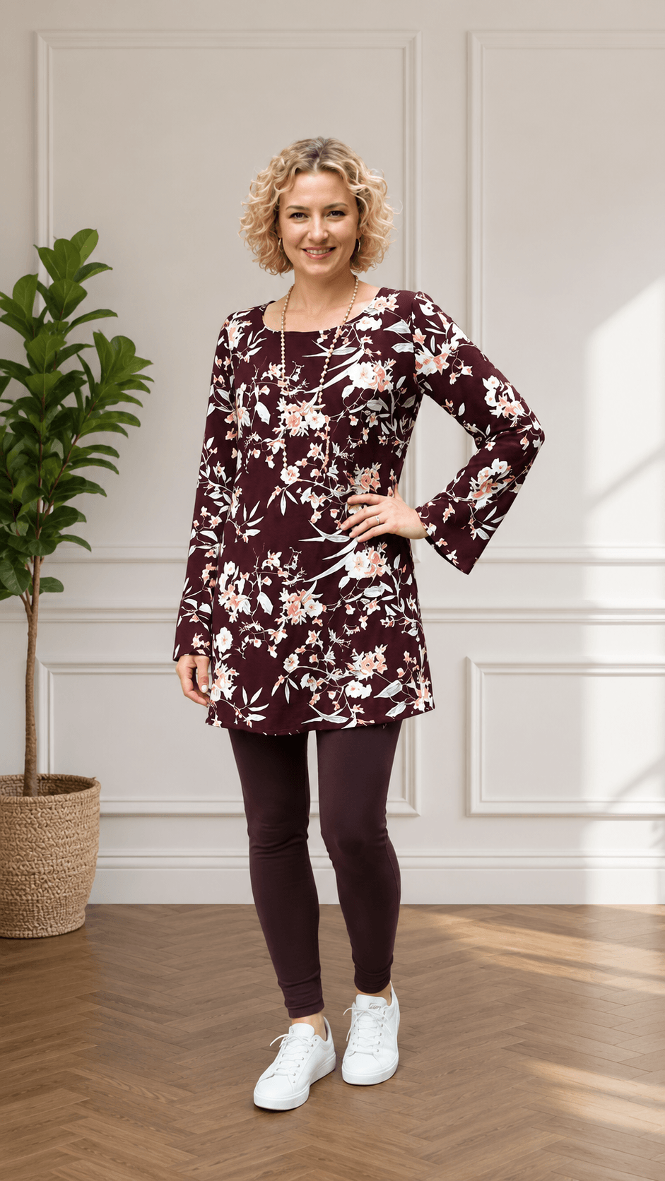 Brown & Cream Floral Top GD0165