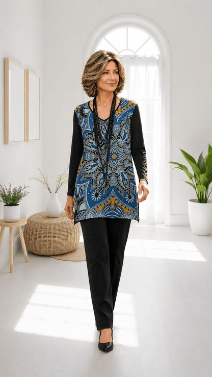 Black Printed Top MY024