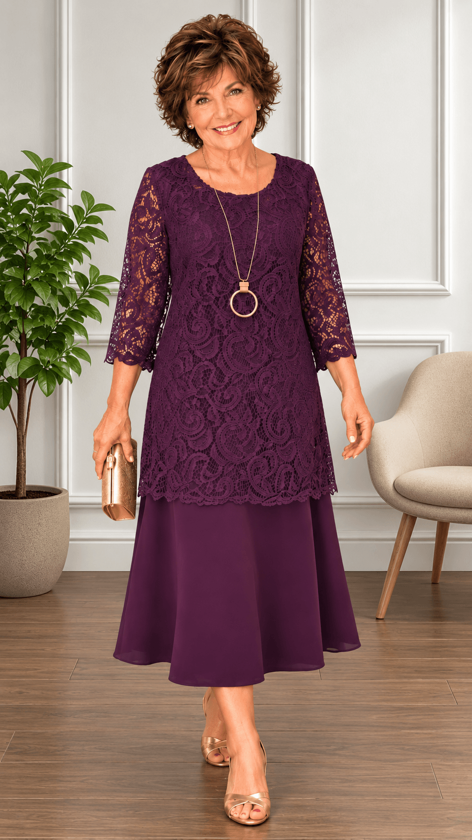 Plum 2-Piece Dress Set LR0351