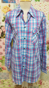 Blue & Pink Check Blouse CE062
