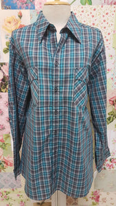 Turquoise & Black Check Blouse CE059