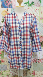 Blue & Red Check Blouse CE008