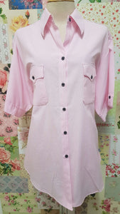 Pink & White Stripe Blouse CE088