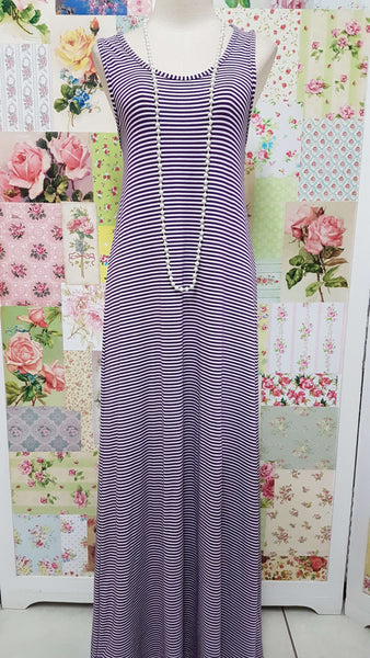 Purple & White Stripe Dress BK0330