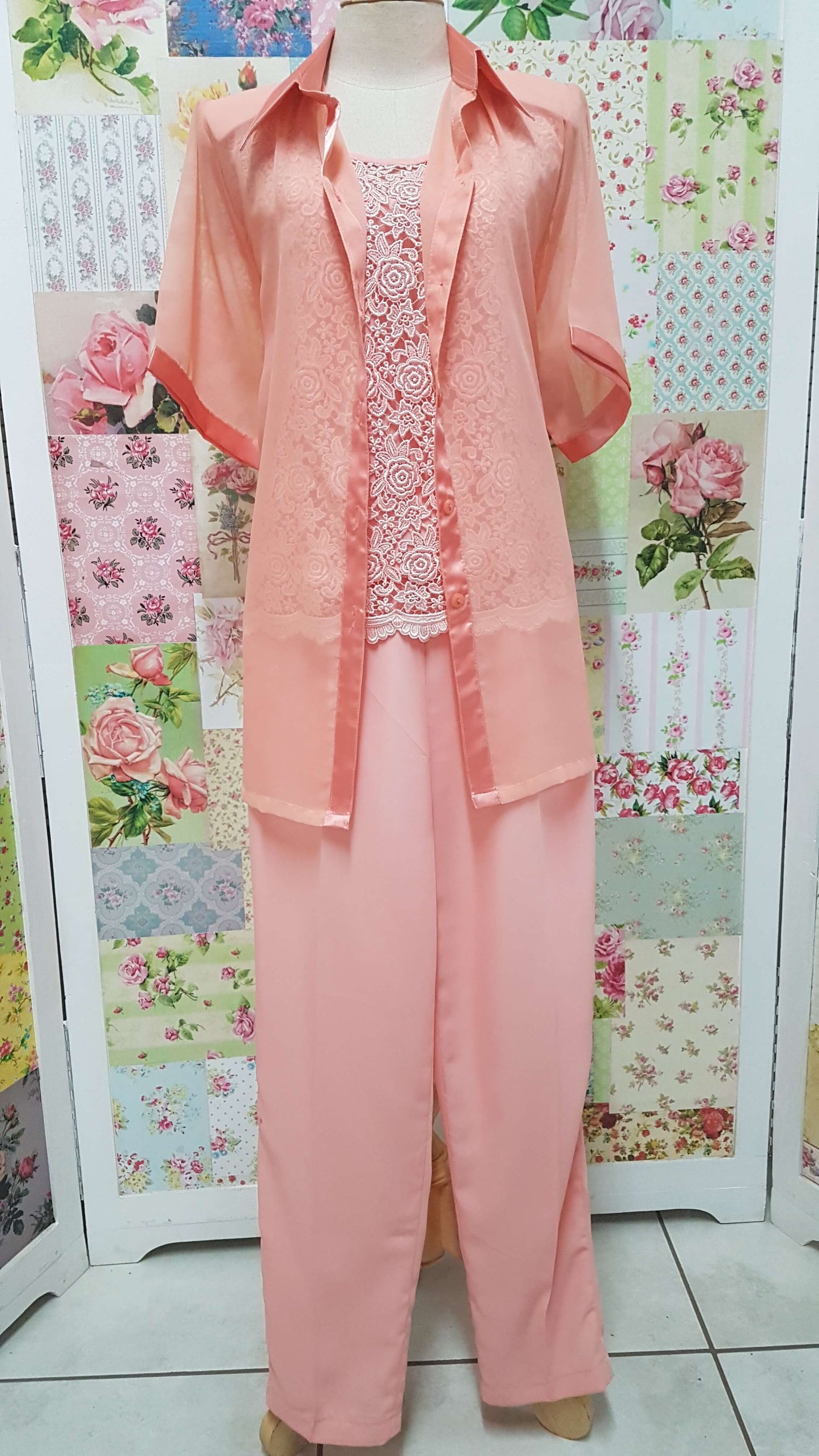 Peach 3-Piece Pants Set BS023