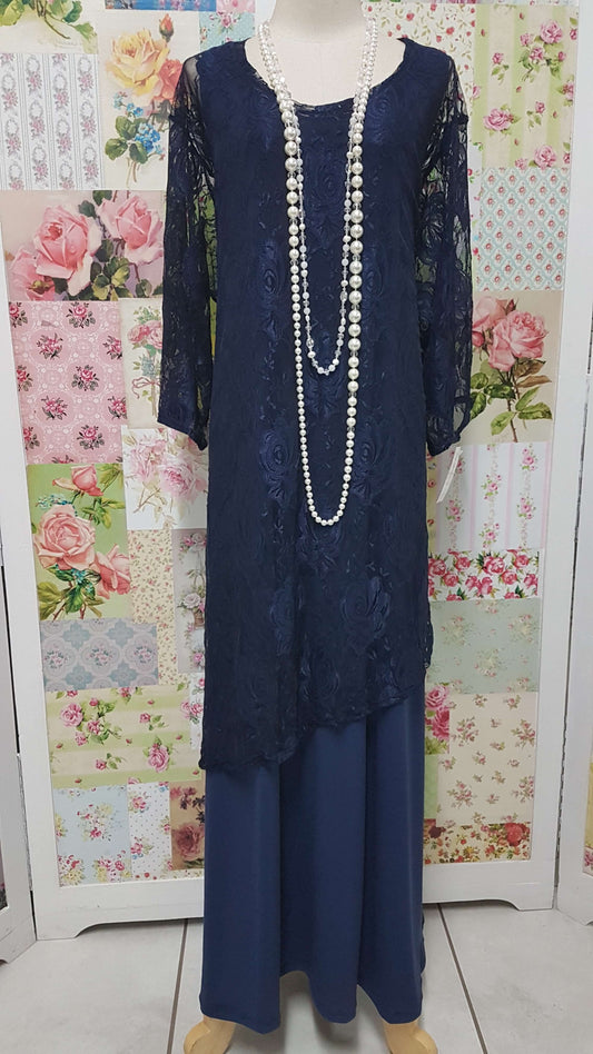Navy Blue 2-Piece Dress Set JS0138