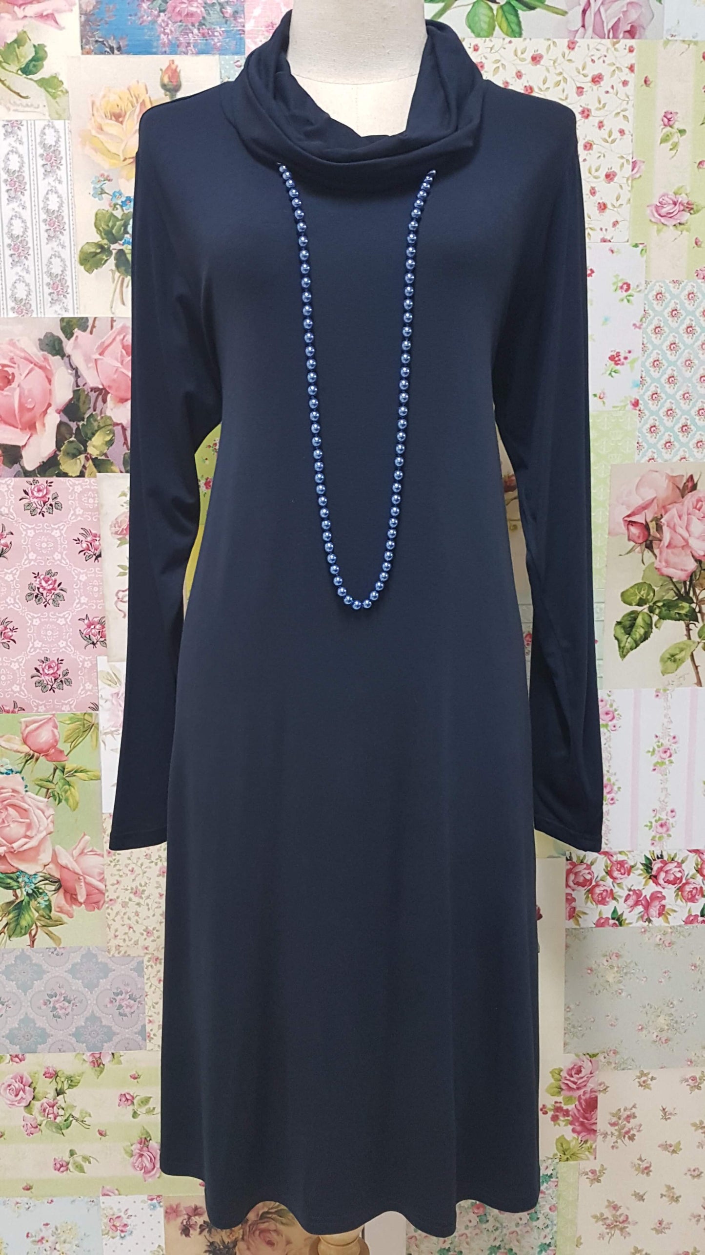 Navy Cowl Neck Top MD087