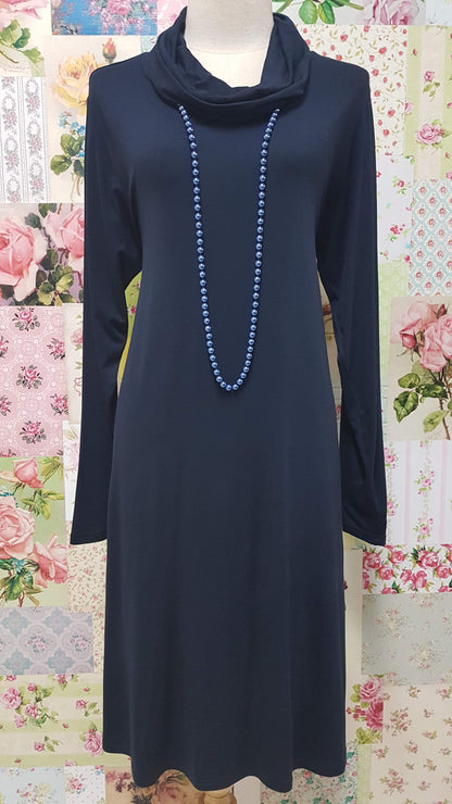 Navy Cowl Neck Top MD087