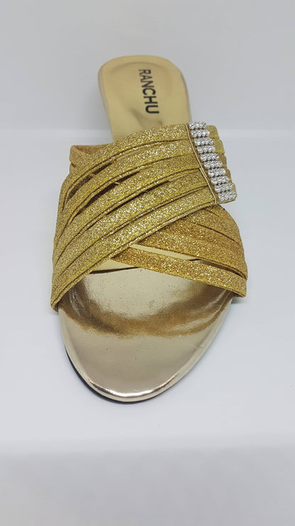 Gold Cross Over Straps Sandal SK007