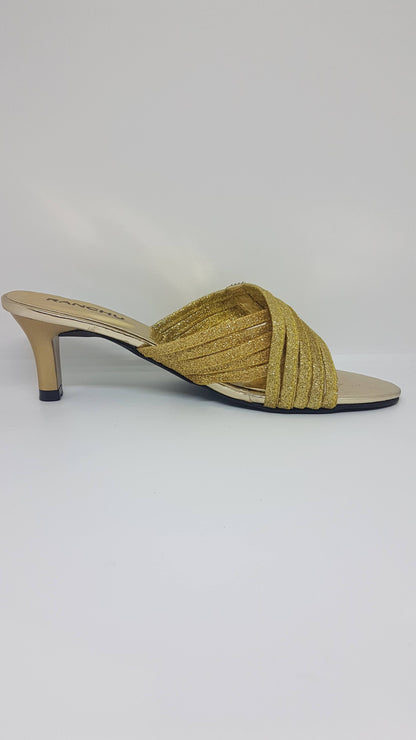 Gold Cross Over Straps Sandal SK007