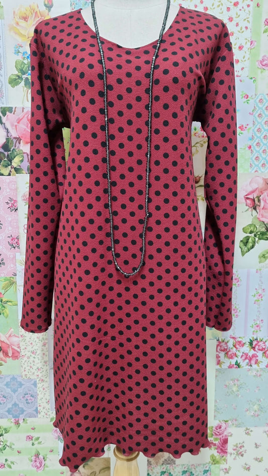 Maroon Polka Dot Top LR0167