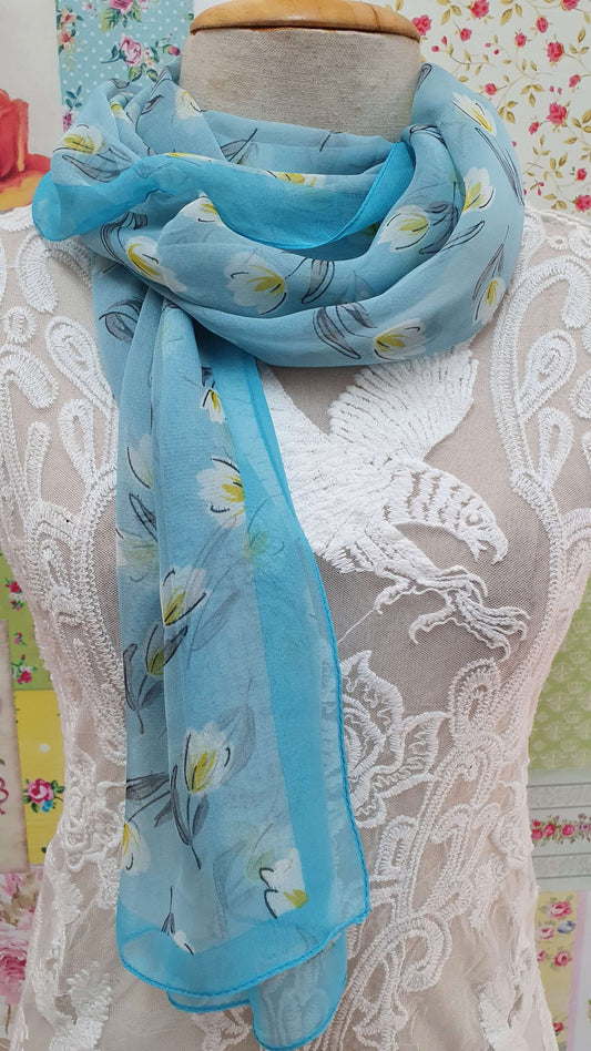 Turquoise Chiffon Scarf SE0272