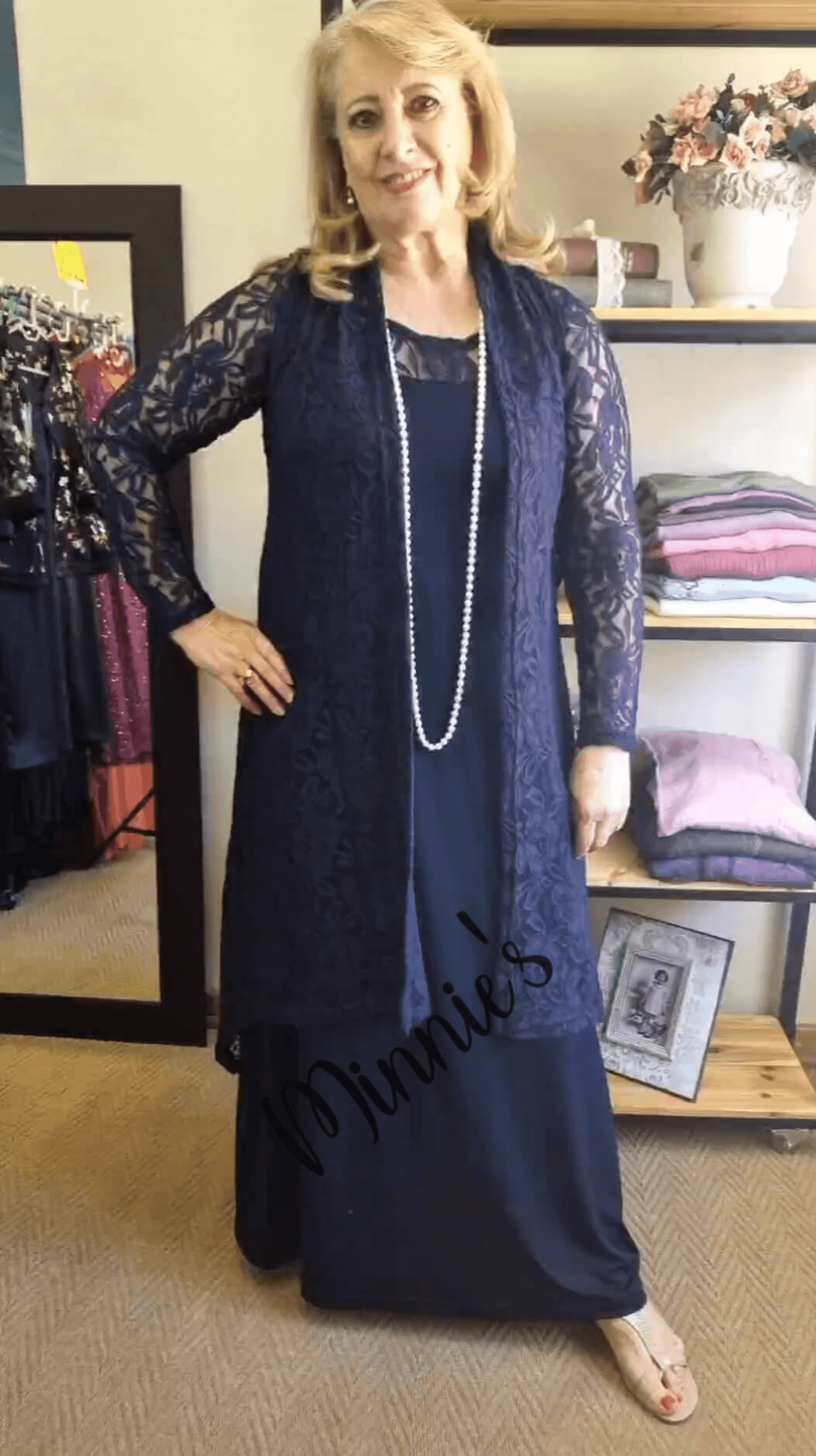 Navy Blue 2-Piece Dress Set SH045