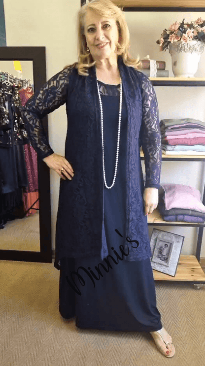 Navy Blue 2-Piece Dress Set SH045