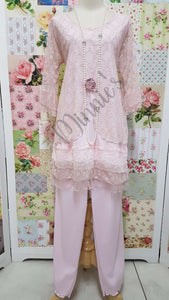 Soft Pink Lace 3-Piece Pants Set LR0321