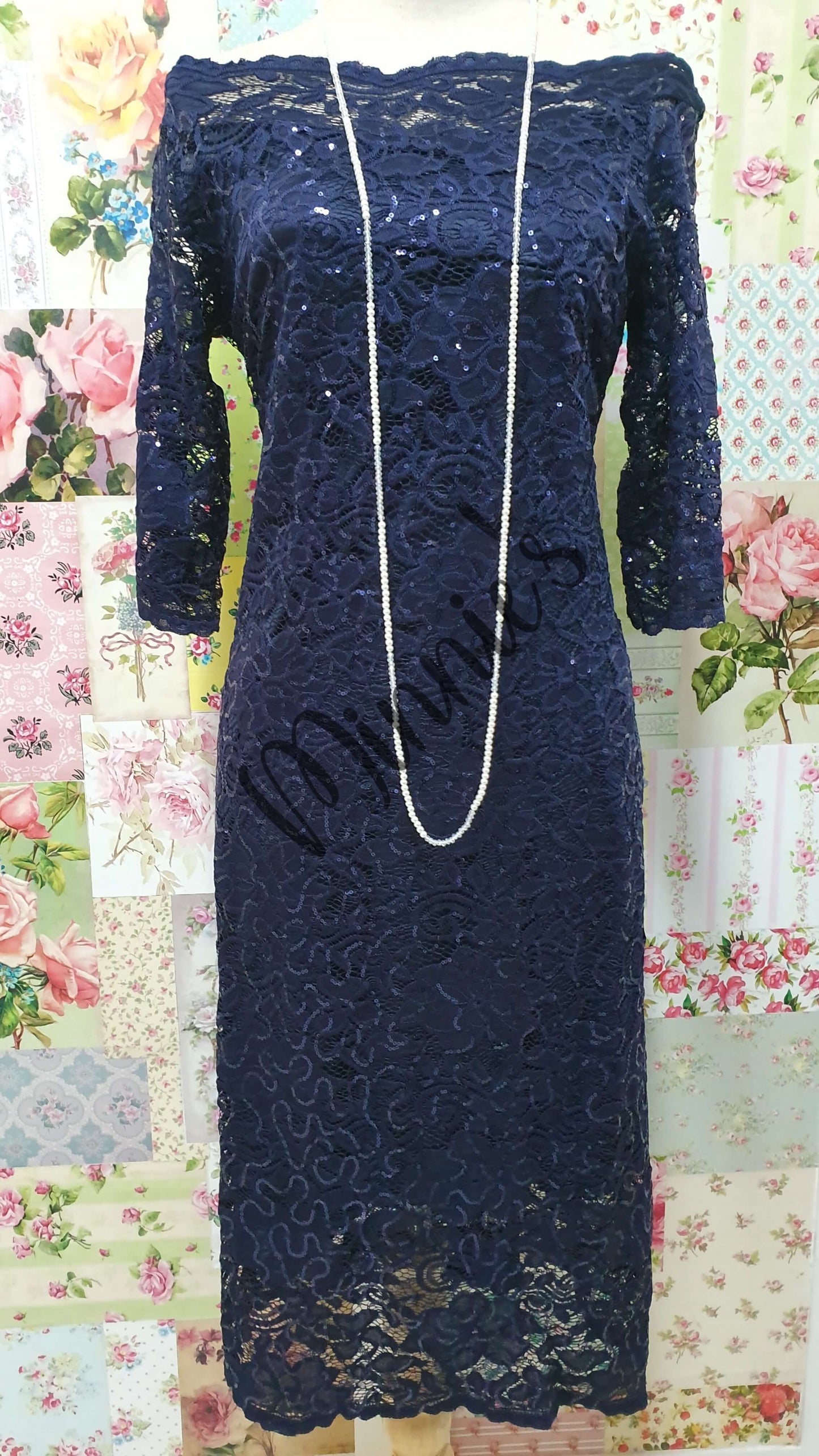 Navy Lace Dress GD075