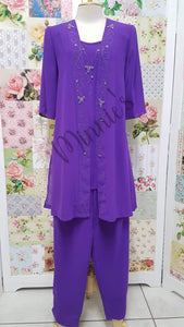 Purple 3-Piece Pants Set HE05