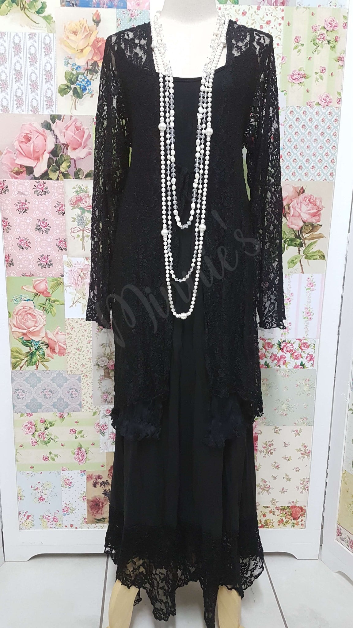Black Lace 2-Piece Dress GD096