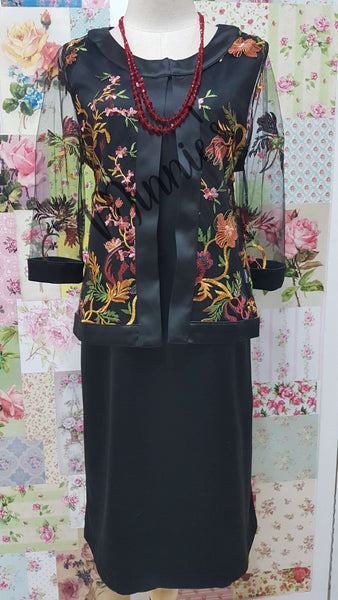 Oriental Floral Black 2-Piece Dress NA0113
