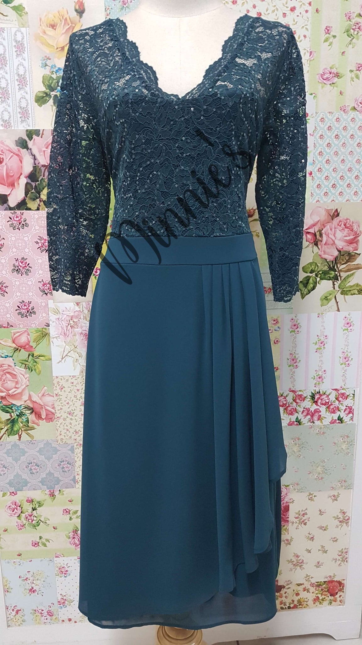 Emerald Lace & Chiffon Dress NA0106