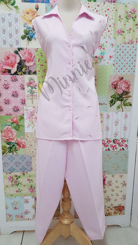 Soft Pink 2-Piece 3/4 Pants Set BK016
