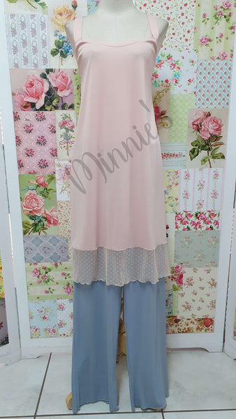 Grey & Blush Pink 4-Piece Pants Set ML015